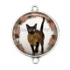 Connecteur Cabochon Argent - chat
