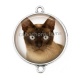 Connecteur Cabochon Argent - chat