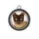Pendentif Cabochon Argent - chat