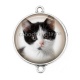 Connecteur Cabochon Argent - chaton