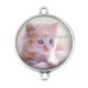 Connecteur Cabochon Argent - chaton
