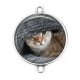 Connecteur Cabochon Argent - chat