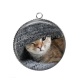 Pendentif Cabochon Argent - chat