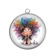 Pendentif Cabochon Argent - femme humoristique