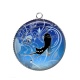 Pendentif Cabochon Argent - chat
