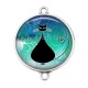 Connecteur Cabochon Argent - chat