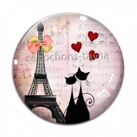 Cabochon Verre - chat