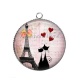 Pendentif Cabochon Argent - chat