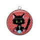 Pendentif Cabochon Argent - chat noir