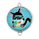Connecteur Cabochon Argent - chat noir