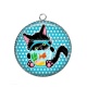Pendentif Cabochon Argent - chat noir