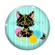 Cabochon Verre - chat noir