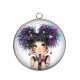 Pendentif Cabochon Argent - femme humoristique