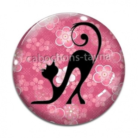 Cabochon Verre - chat noir