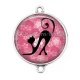 Connecteur Cabochon Argent - chat noir