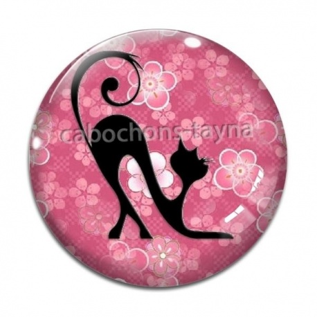 Cabochon Verre - chat noir
