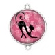 Connecteur Cabochon Argent - chat noir