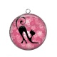 Pendentif Cabochon Argent - chat noir