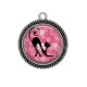Pendentif Cabochon Argent - chat noir