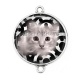 Connecteur Cabochon Argent - chat