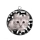 Pendentif Cabochon Argent - chat