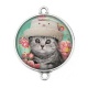 Connecteur Cabochon Argent - chaton