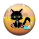Cabochon Verre - chat noir