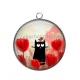 Pendentif Cabochon Argent - chat noir