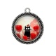 Pendentif Cabochon Argent - chat noir