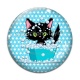 Cabochon Verre - chat noir