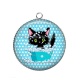 Pendentif Cabochon Argent - chat noir