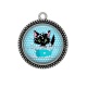 Pendentif Cabochon Argent - chat noir