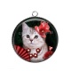 Pendentif Cabochon Argent - chat noir