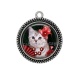 Pendentif Cabochon Argent - chat noir