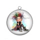 Pendentif Cabochon Argent - femme humoristique