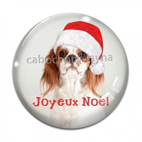Cabochon Verre - chien joyeux noël