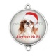 Connecteur Cabochon Argent - chien joyeux noël