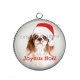 Pendentif Cabochon Argent - chien joyeux noël