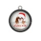Pendentif Cabochon Argent - chien joyeux noël