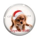 Cabochon Verre - chien joyeux noël