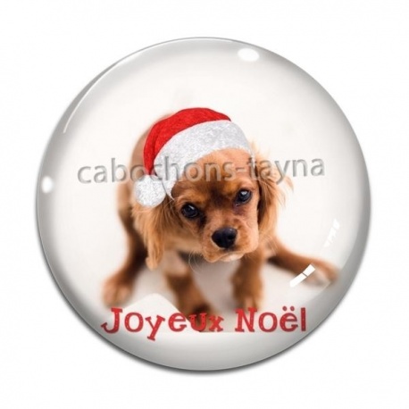 Cabochon Verre - chien joyeux noël