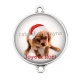 Connecteur Cabochon Argent - chien joyeux noël