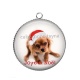 Pendentif Cabochon Argent - chien joyeux noël
