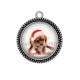 Pendentif Cabochon Argent - chien joyeux noël