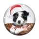 Cabochon Verre - chien joyeux noël