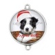 Connecteur Cabochon Argent - chien joyeux noël