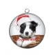 Pendentif Cabochon Argent - chien joyeux noël