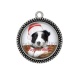 Pendentif Cabochon Argent - chien joyeux noël