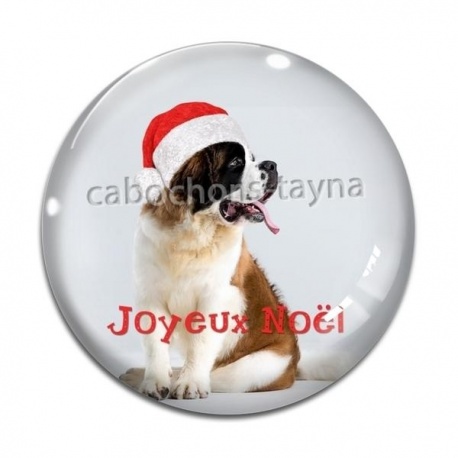 Cabochon Verre - chien joyeux noël