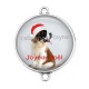 Connecteur Cabochon Argent - chien joyeux noël